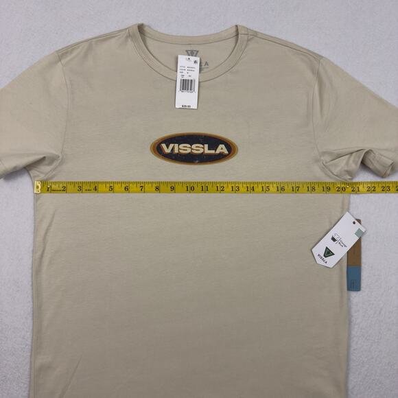 Vissla Vintage Wash Logo T-Shirt Mens Medium Bone Organic Cotton NWT - Picture 5 of 9